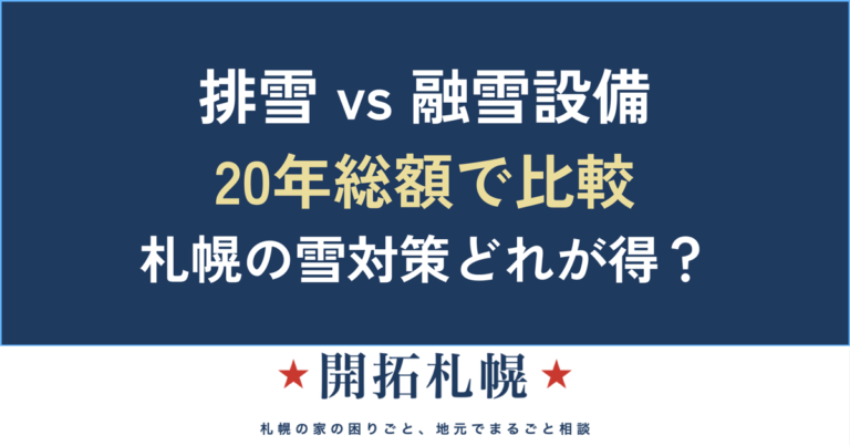 排雪を頼み続ける vs 融雪機・融雪槽 vs ロードヒーティング｜札幌の雪対策 20年総額比較